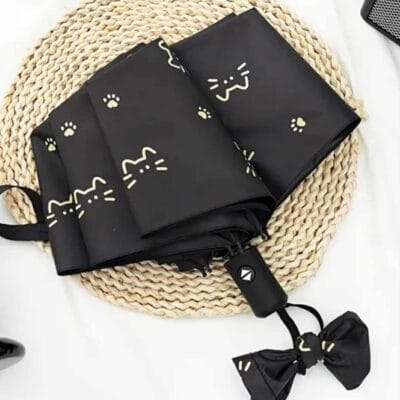 Paraplu zwart kattenkopjes