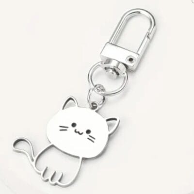 sleutelhanger katje zilver